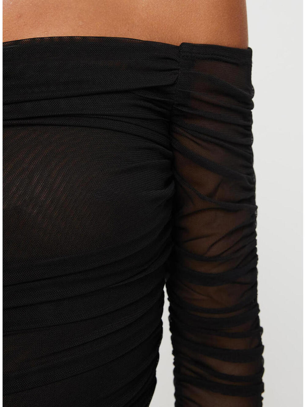 NWT Princess Polly Hartford Black Off the Shoulder Sheer Ruched Crop Top- Size 6 - Picture 6 of 9
